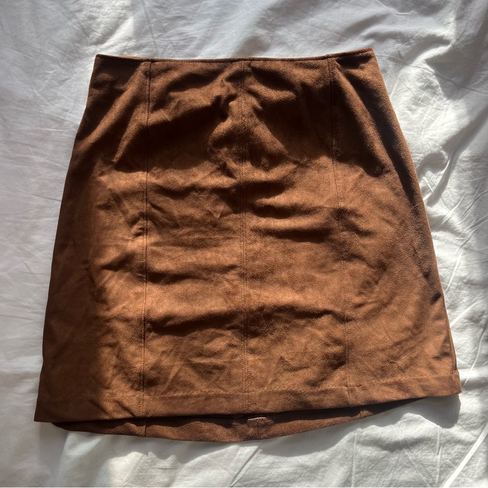 Abercrombie Brown Vegan Faux Suede Mini Skirt size Small